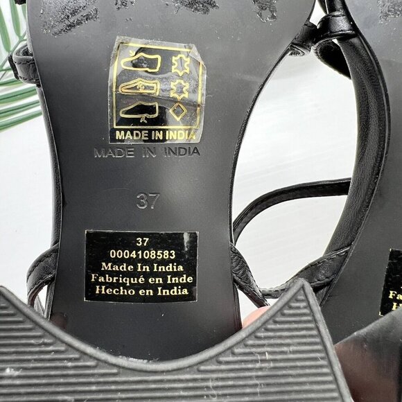 Free People Niki Black Leather Strappy Open Toe Ankle Strap Sandals Size 37 - Picture 11 of 13